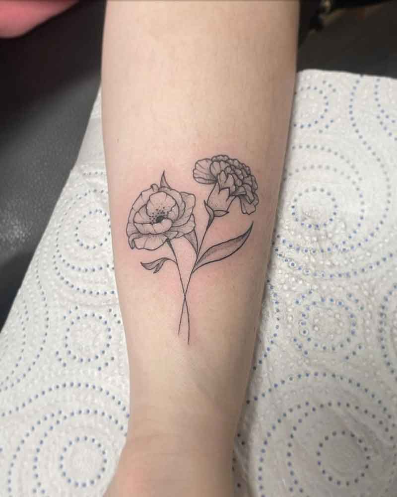 August And October Birth Flower Tattoo 3