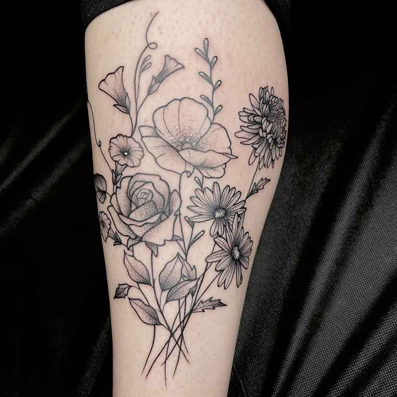 August And September Birth Flower Tattoo 3