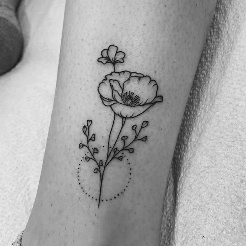 August Birth Flower Tattoo Black And White 2