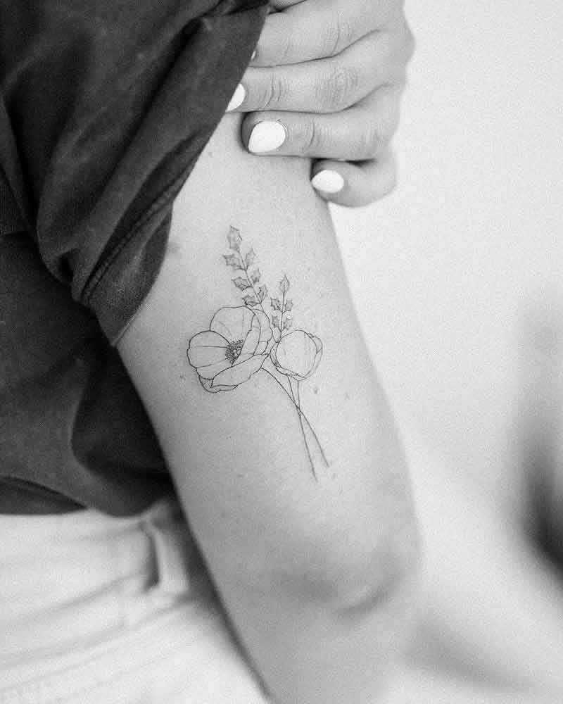 August Birth Flower Tattoo Black And White 5