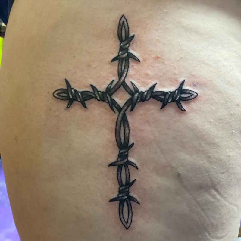 Barbed Wire Cross Tattoo 2