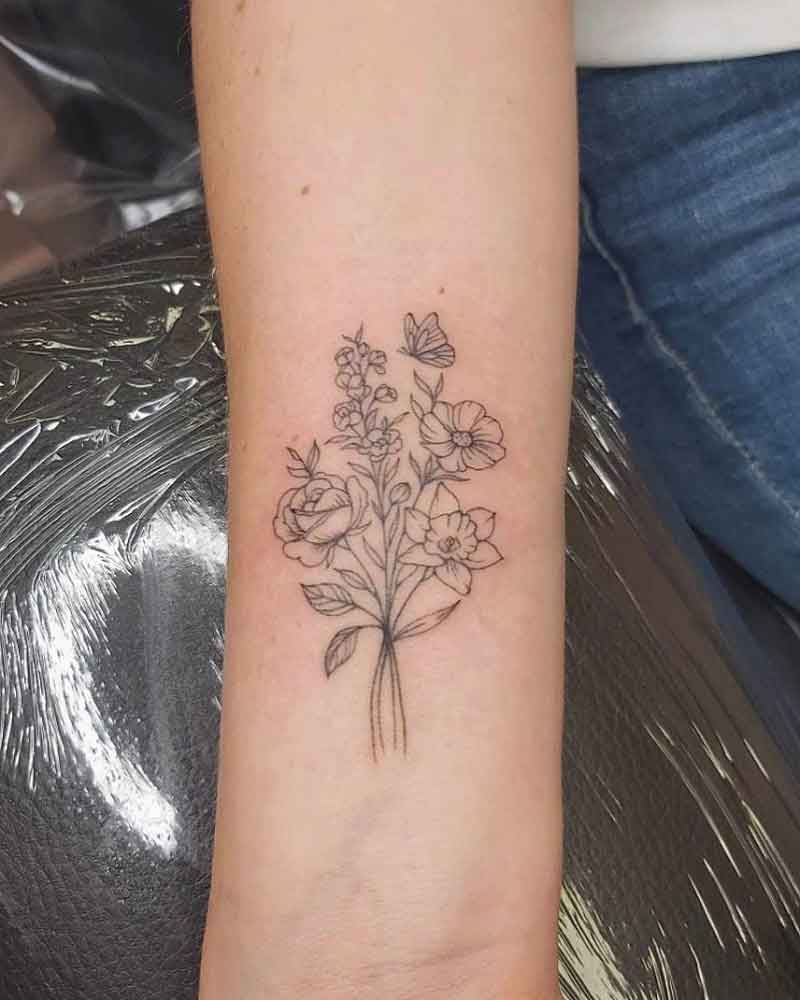 Birth Flower Bouquet Tattoo 1