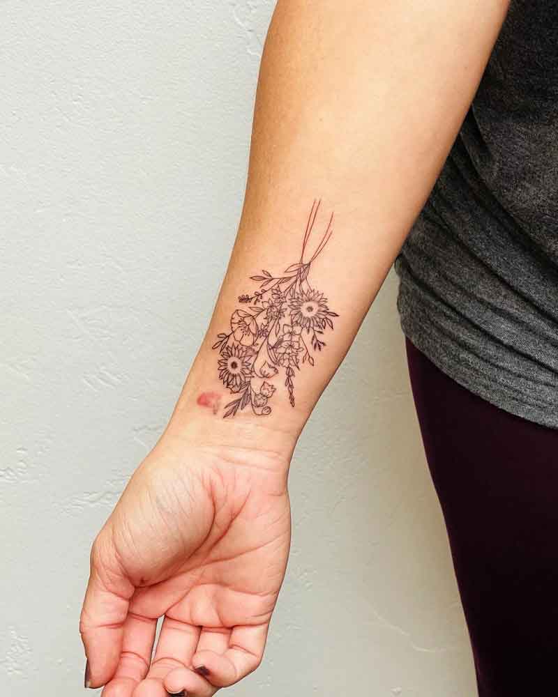 Birth Flower Bouquet Tattoo 2