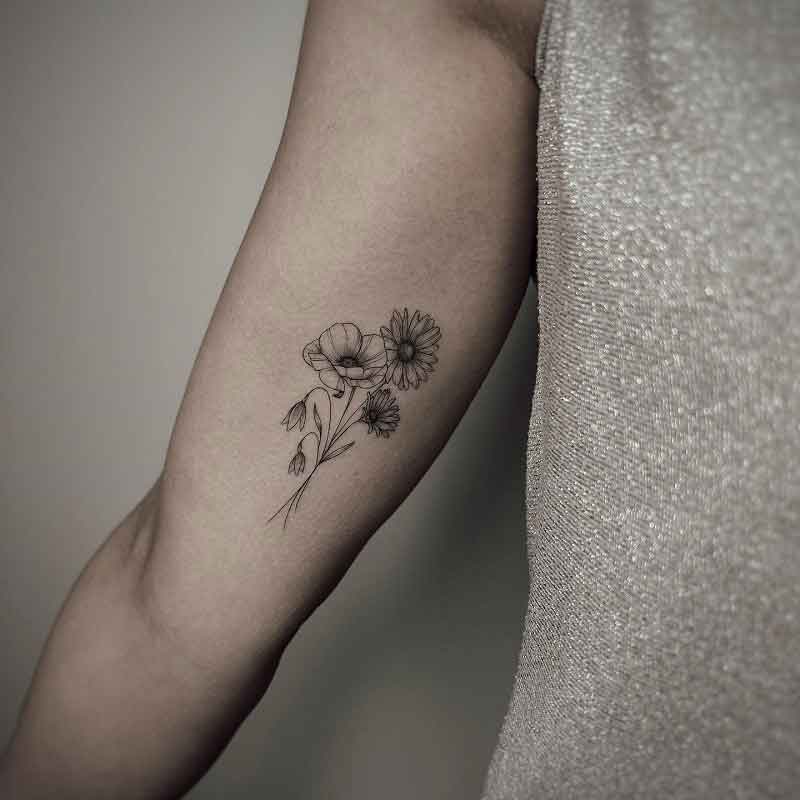 Birth Flower Bouquet Tattoo 3