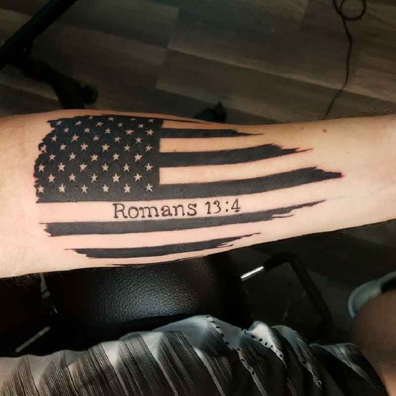 Black Ripped American Flag Tattoo 1