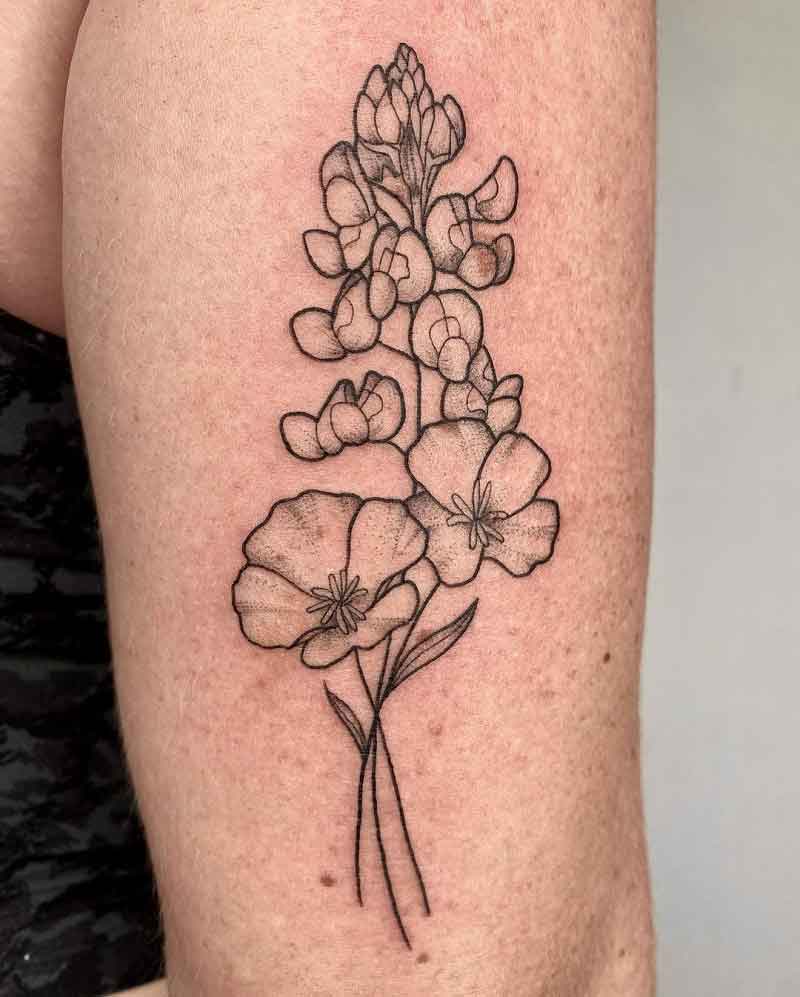 Bluebonnet Tattoo Black And White 5