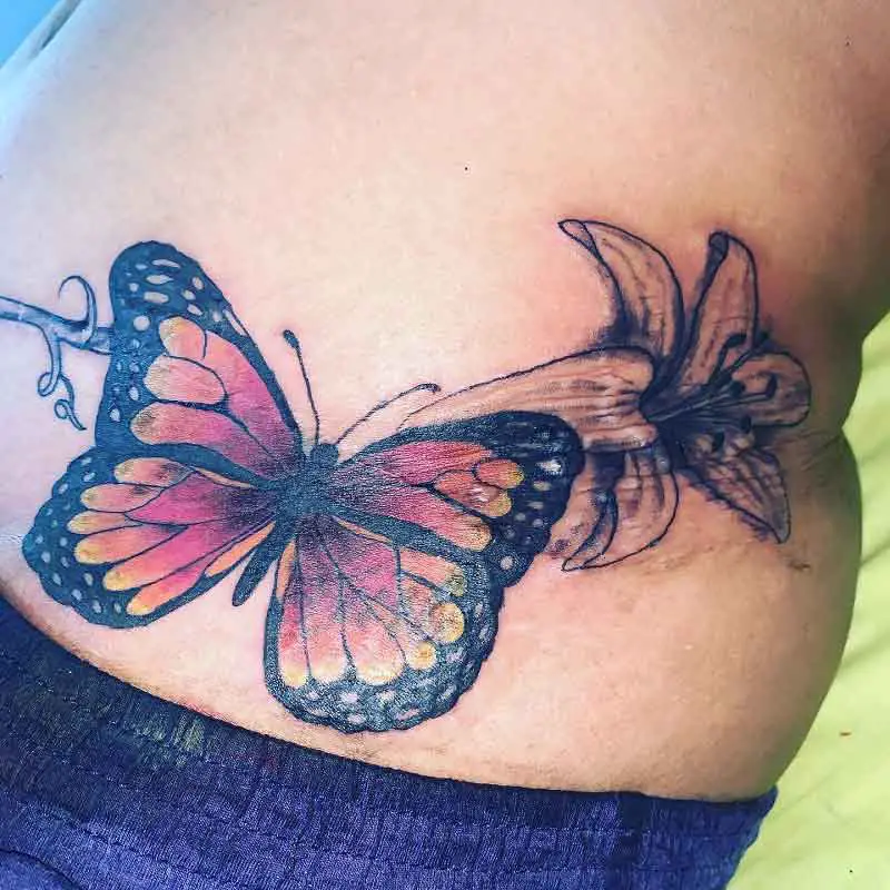 Butterfly Tummy Tuck Tattoo 3