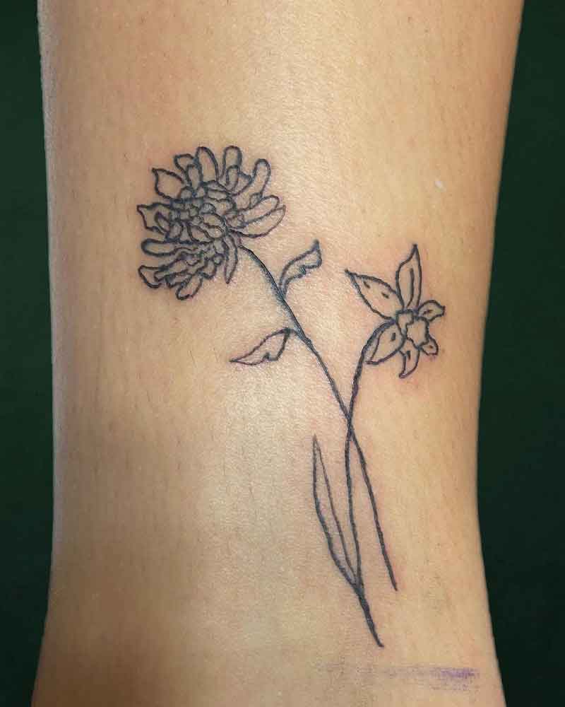 Chrysanthemum November Birth Flower Tattoo 2