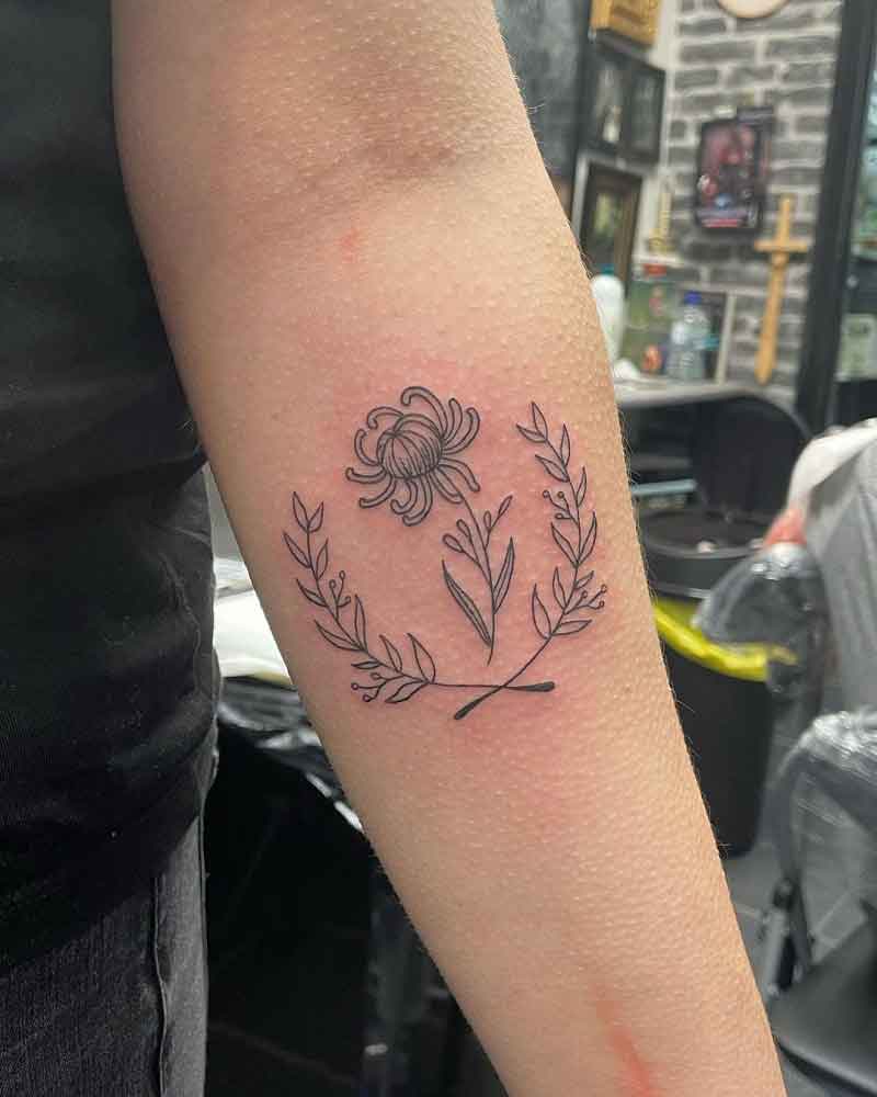 Chrysanthemum November Birth Flower Tattoo 3