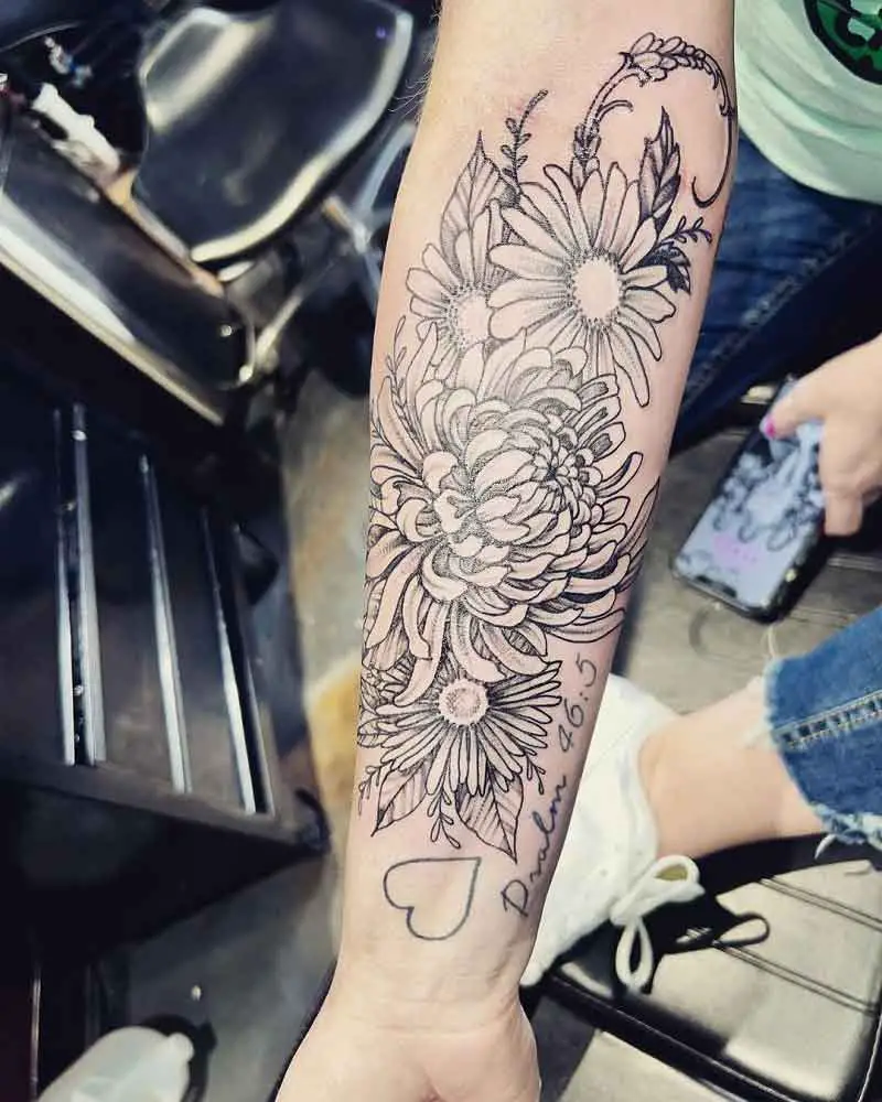 Chrysanthemum November Birth Flower Tattoo 4