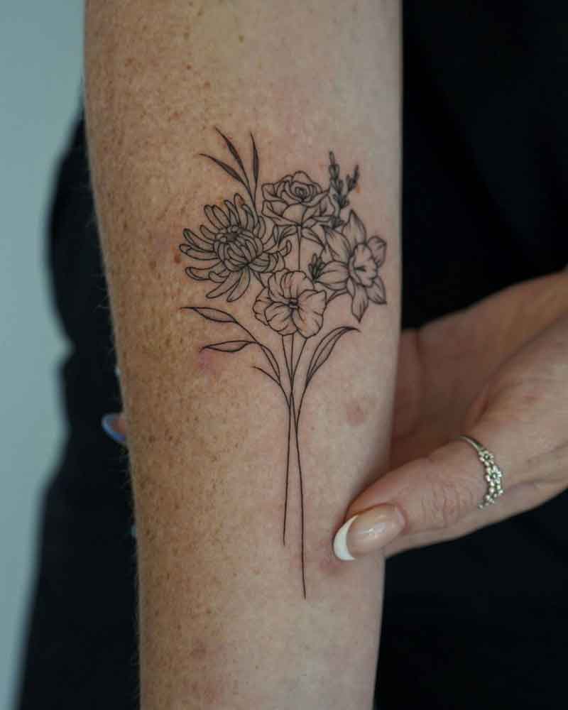 December And February Birth Flower Tattoo 1