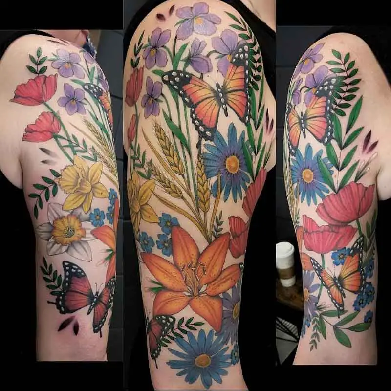 December And February Birth Flower Tattoo 3