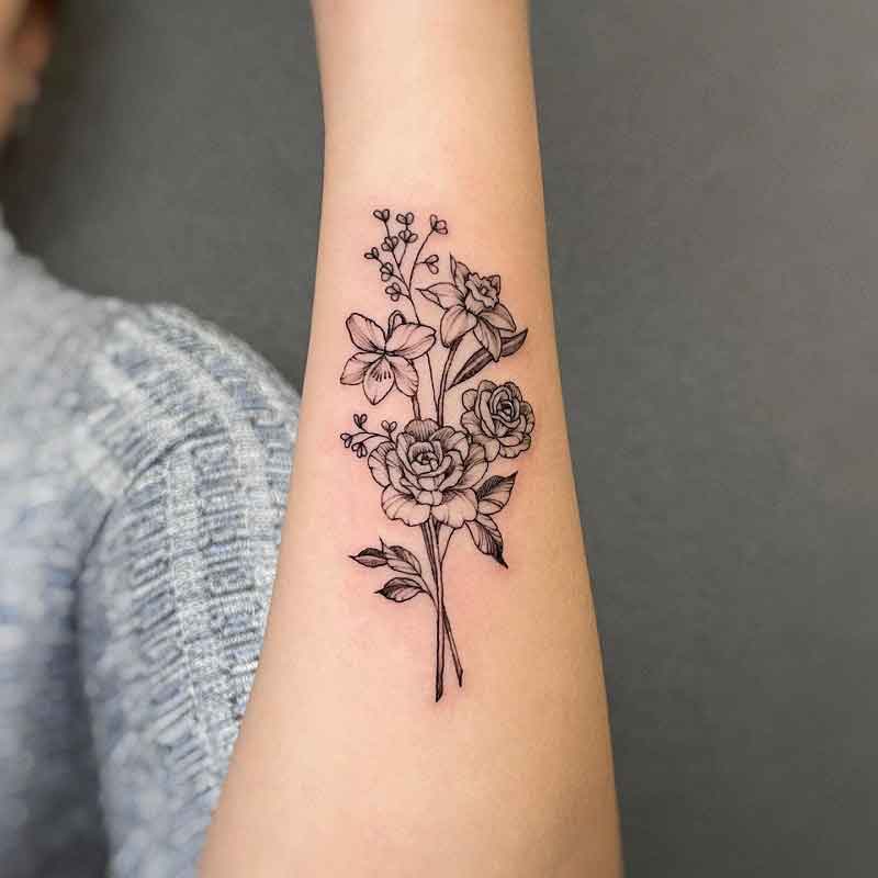 December And February Birth Flower Tattoo 3