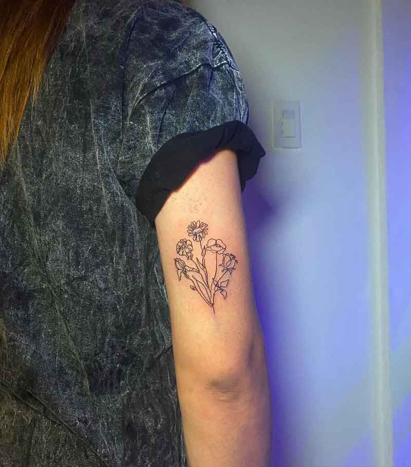 Delicate Family Birth Flower Tattoos 1