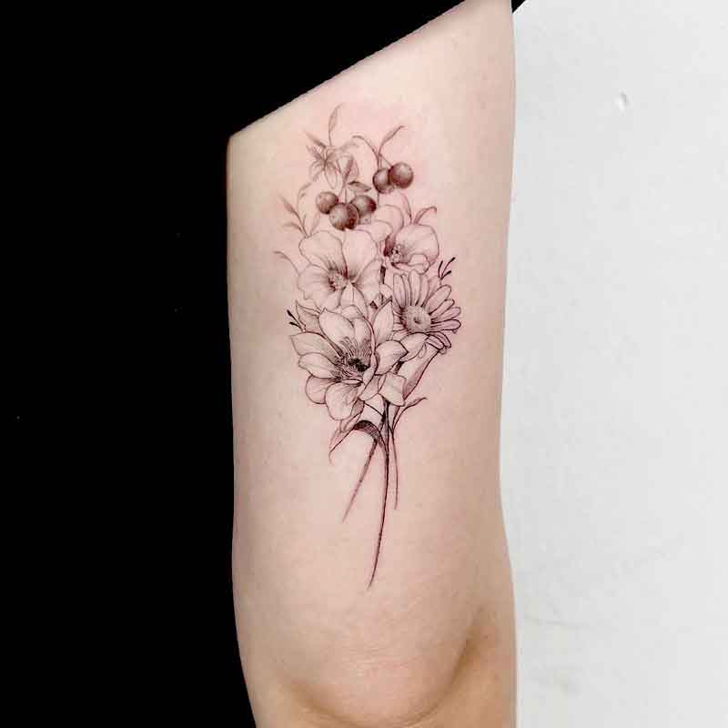 Delicate Family Birth Flower Tattoos 3