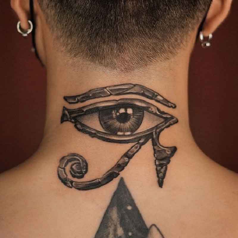 Eye Of Horus Neck Tattoo 4