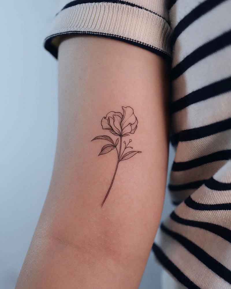 Fine Line Birth Flower Tattoo 2