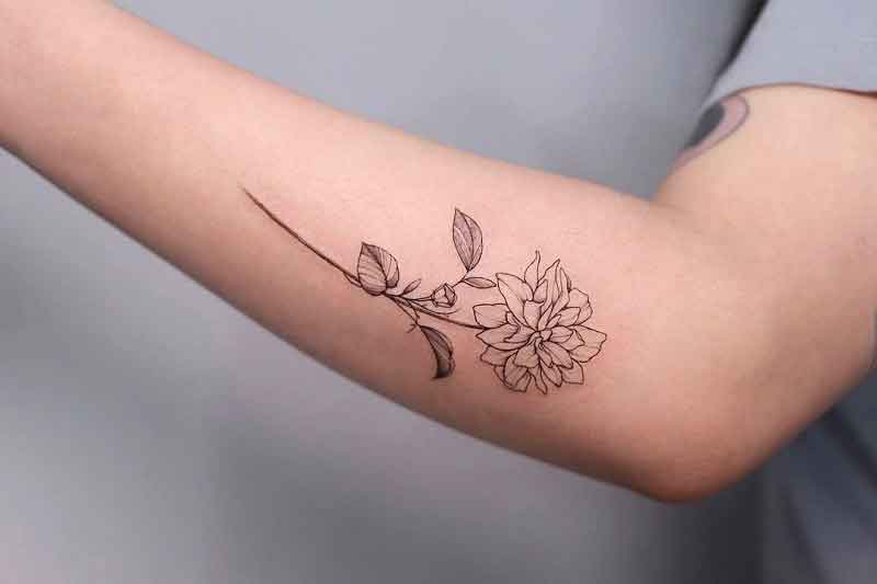 Fine Line Birth Flower Tattoo 3