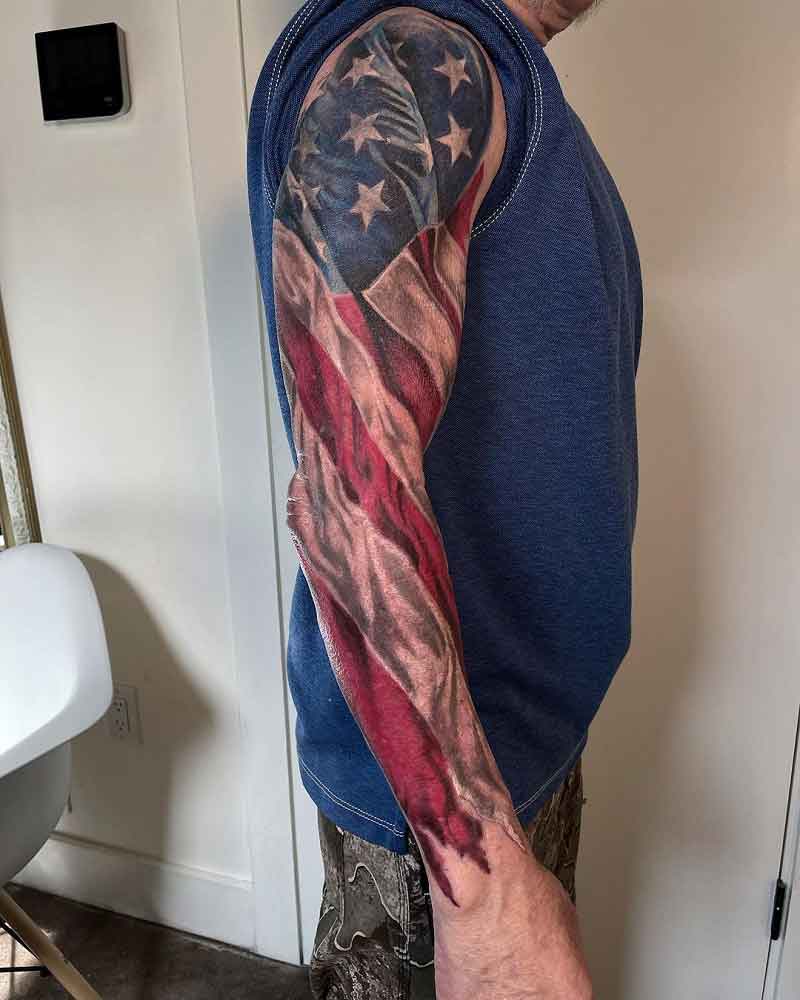 Forearm American Flag Tattoos 1