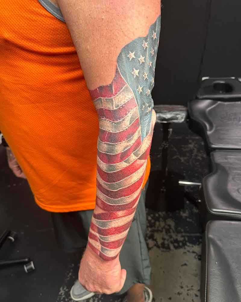 Forearm American Flag Tattoos 3
