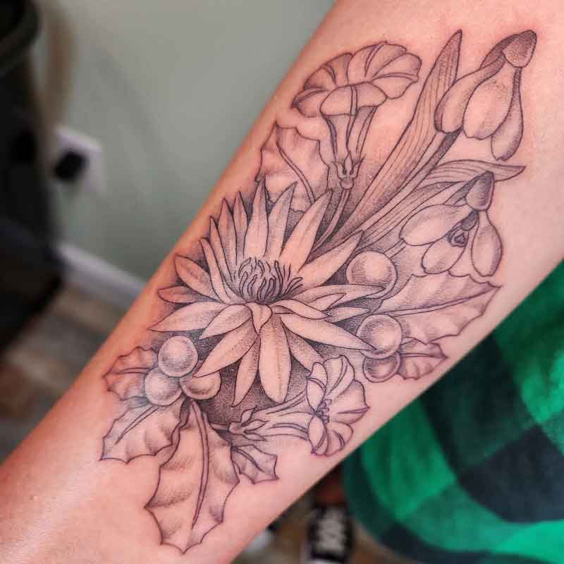 July And December Birth Flower Tattoo 2