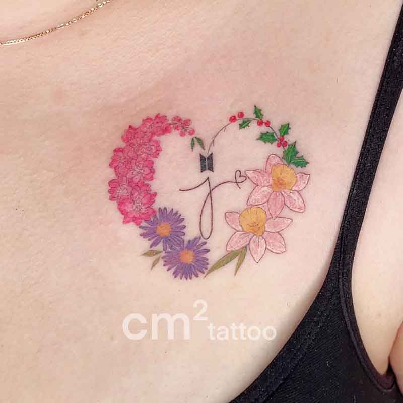 July And December Birth Flower Tattoo 4