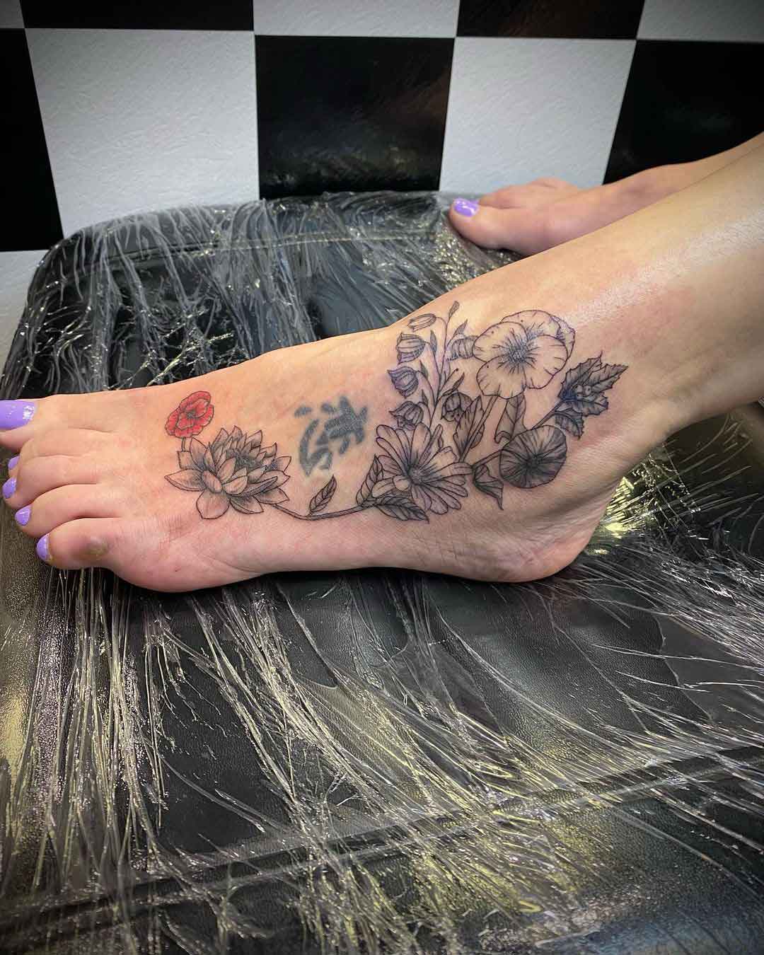 July And September Birth Flower Tattoo 1