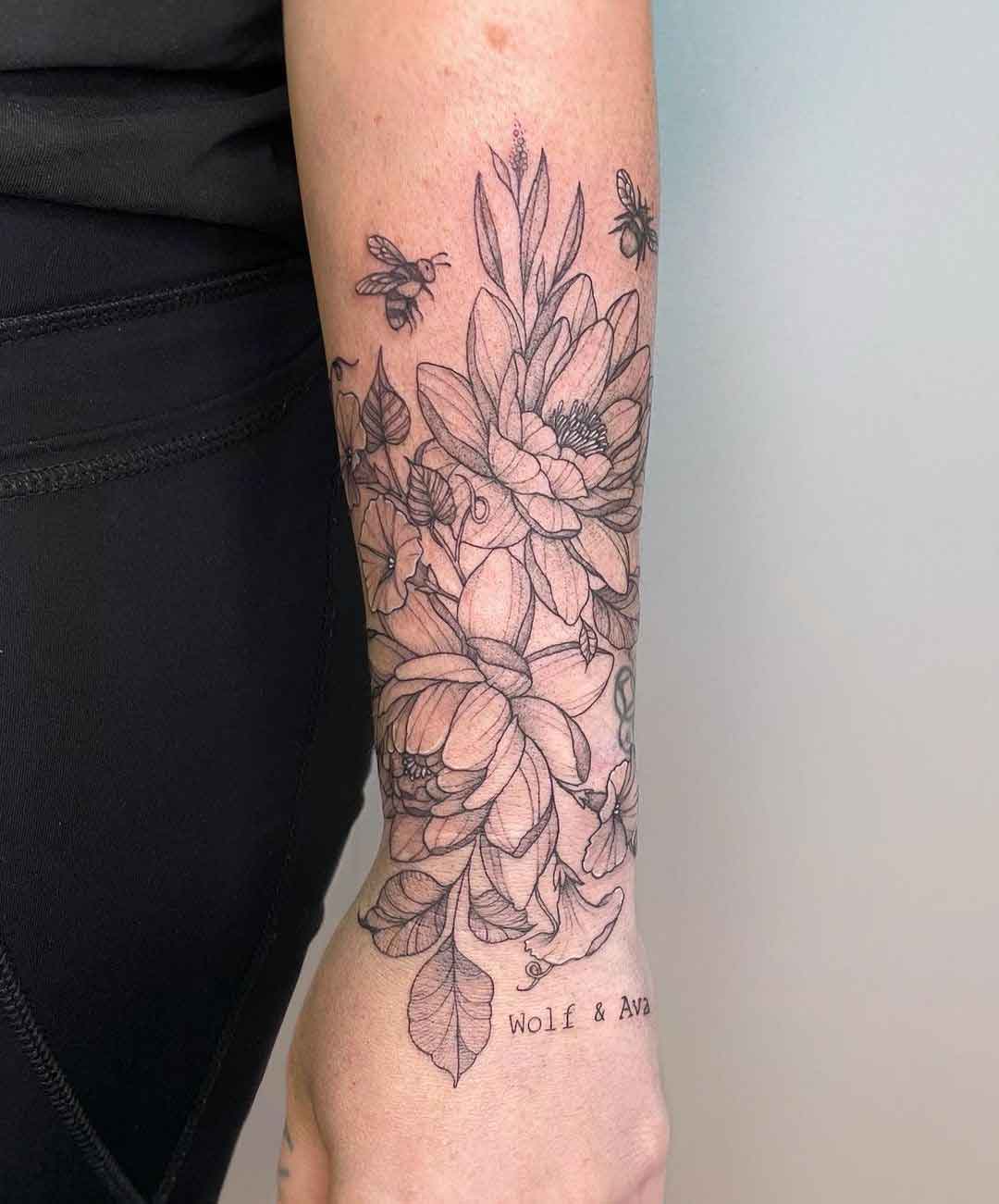 July And September Birth Flower Tattoo 3