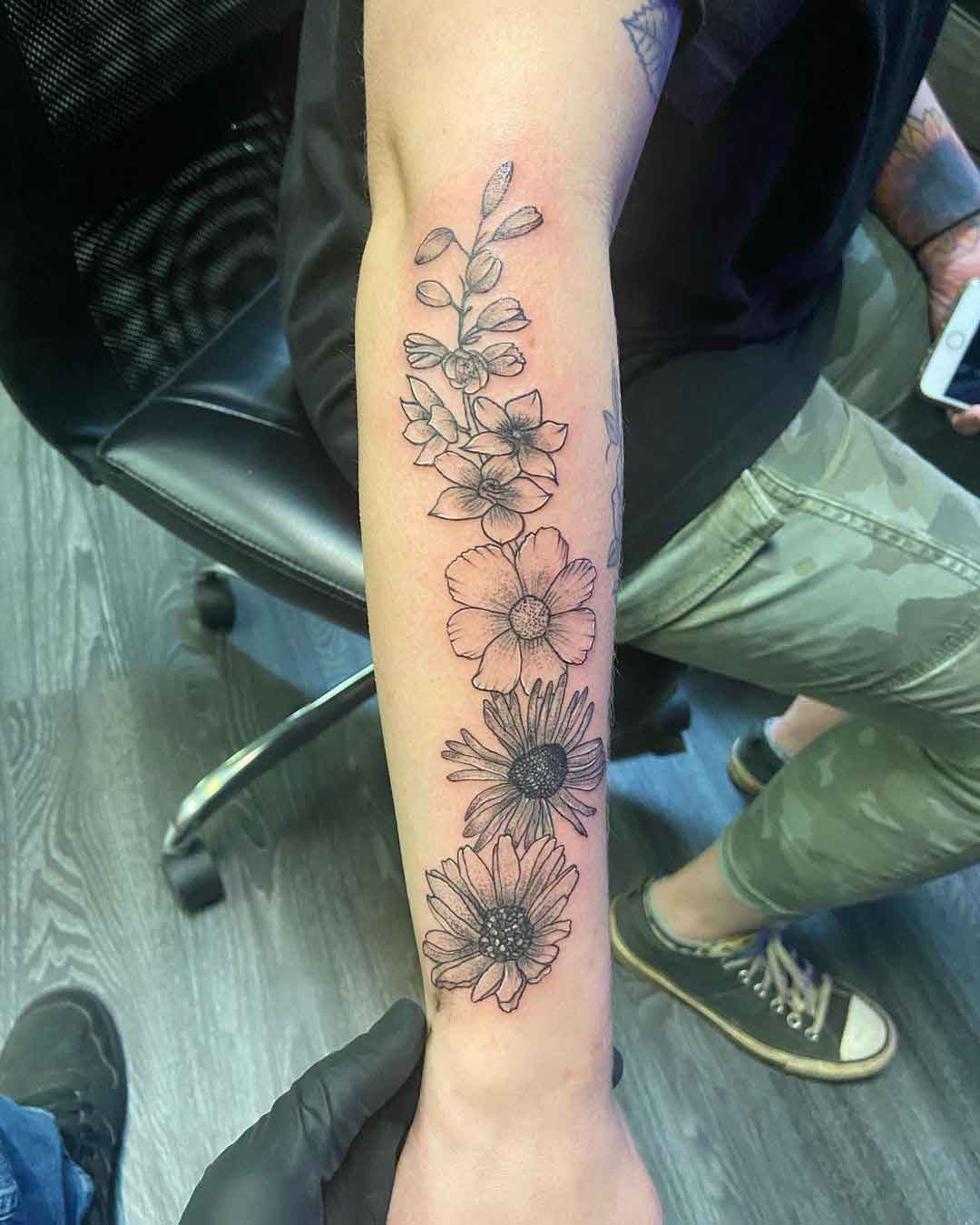 July And September Birth Flower Tattoo 5