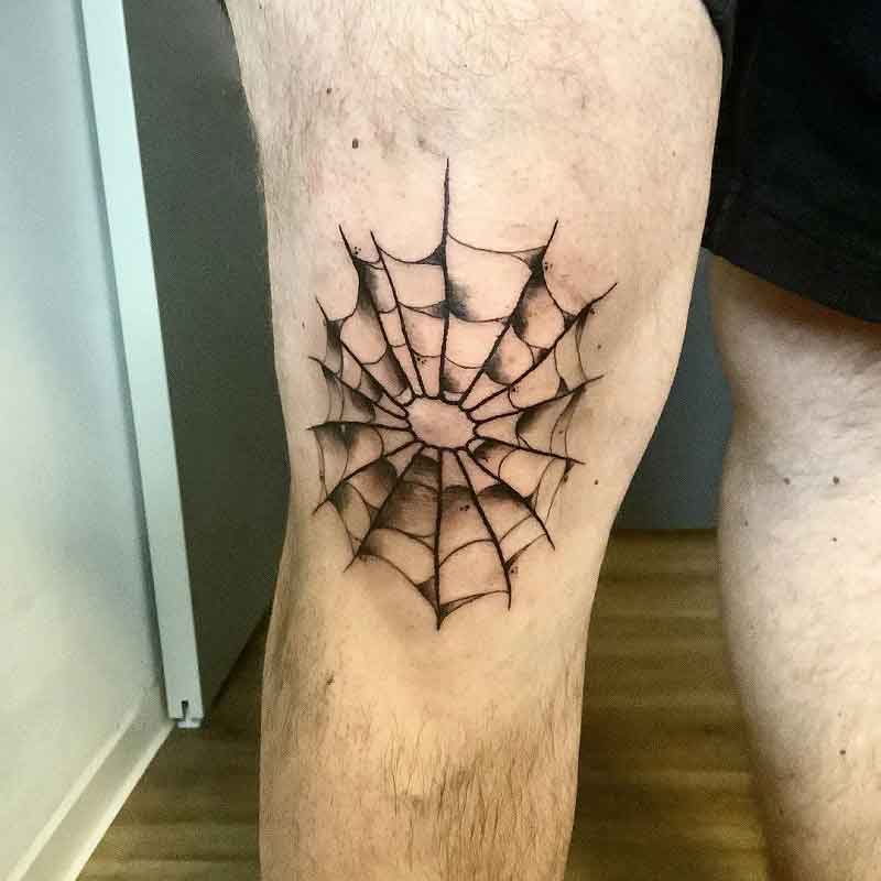 Knee Spider Web Tattoo 2