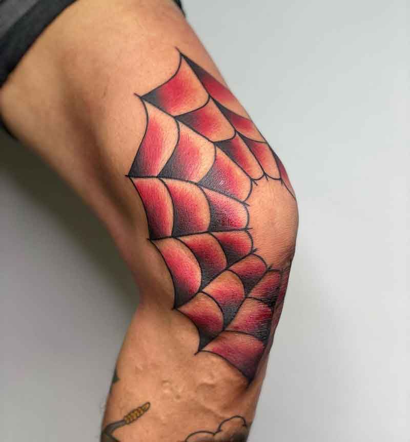 Knee Spider Web Tattoo 3