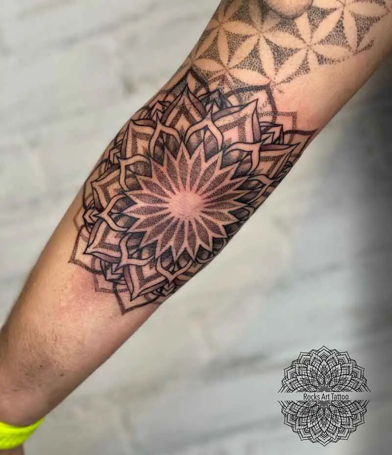 Mandala Elbow Tattoo 1