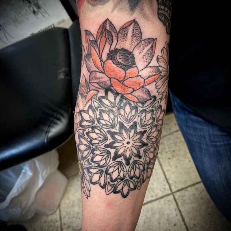 Mandala Elbow Tattoo 2