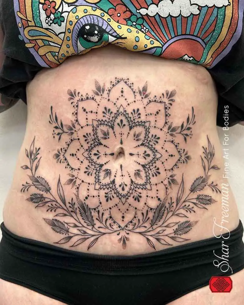 Mandala Tummy Tuck Tattoo 1