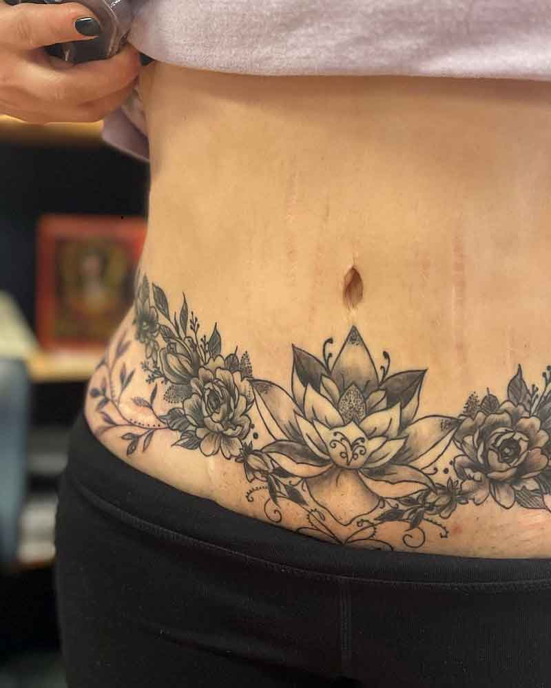 Mandala Tummy Tuck Tattoo 2