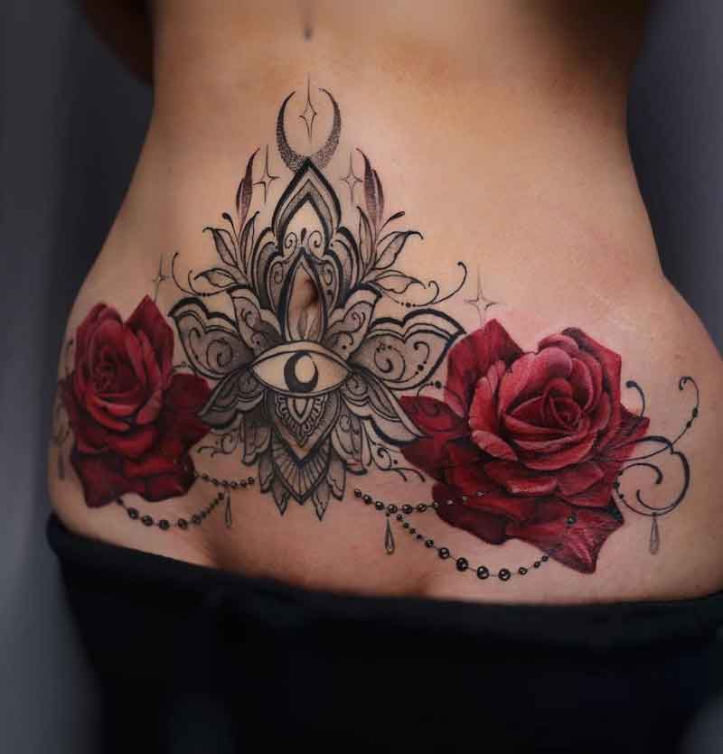 Mandala Tummy Tuck Tattoo 5