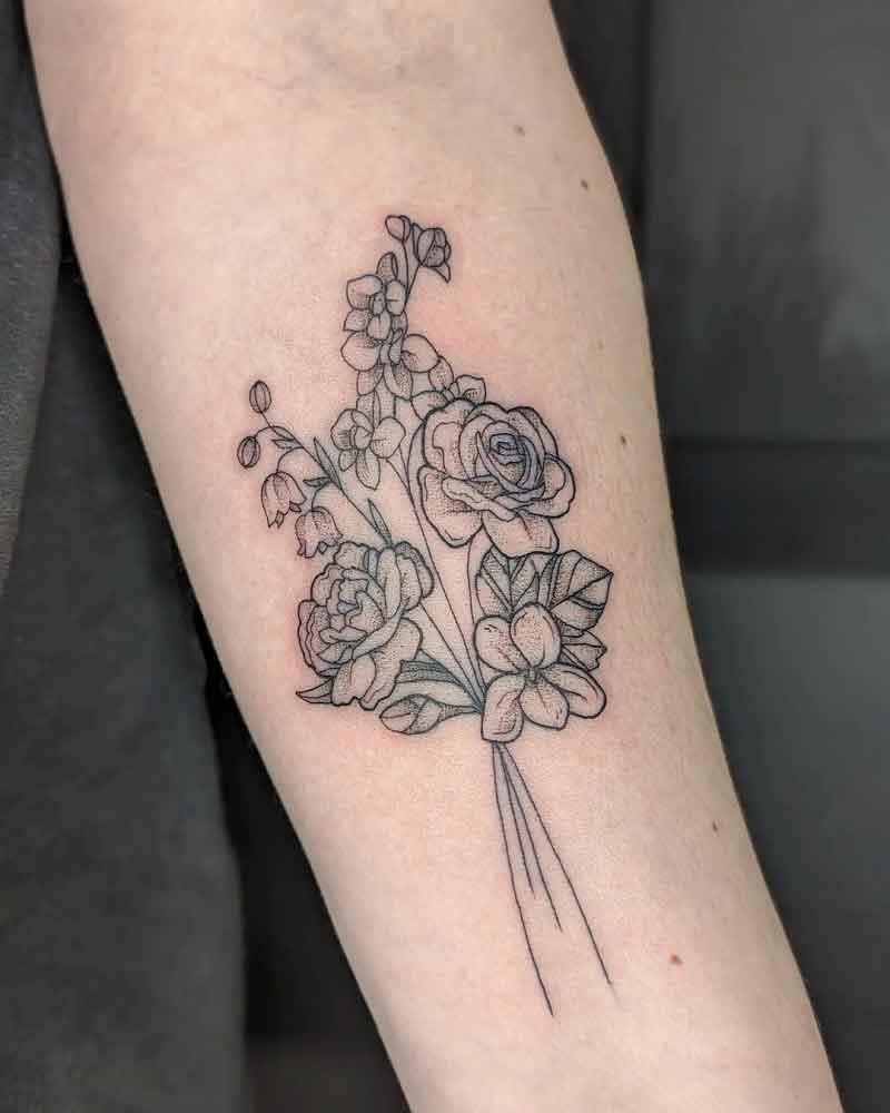 May And July Birth Flower Tattoo 4