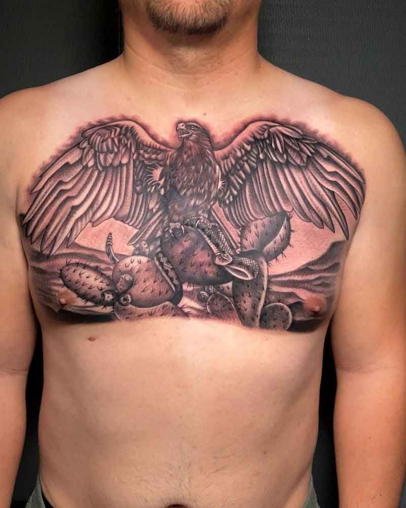 Mexican Eagle Chest Tattoo 3