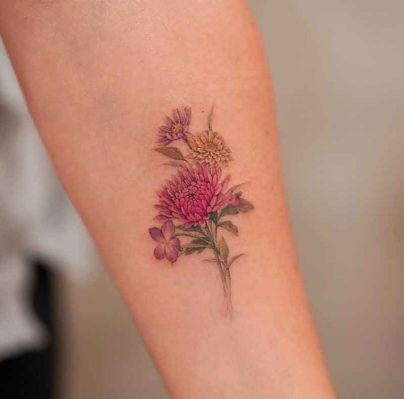 October And November Birth Flower Tattoo 1