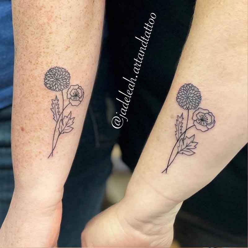 October And November Birth Flower Tattoo 3
