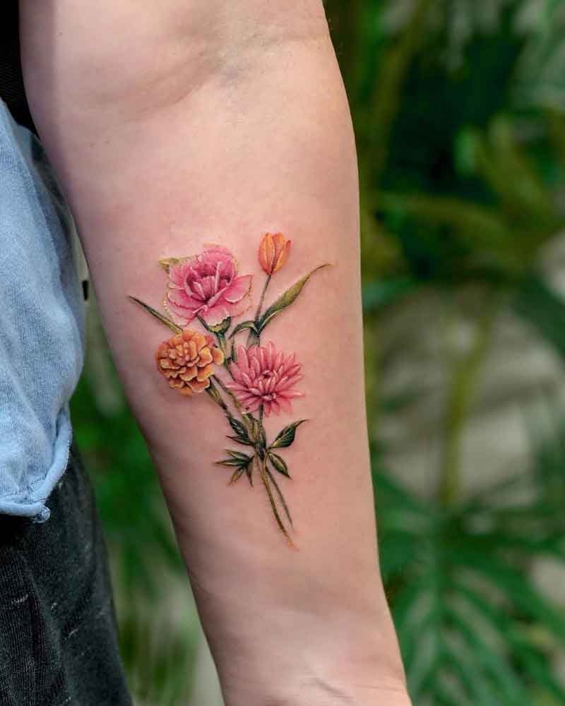 October And November Birth Flower Tattoo 5