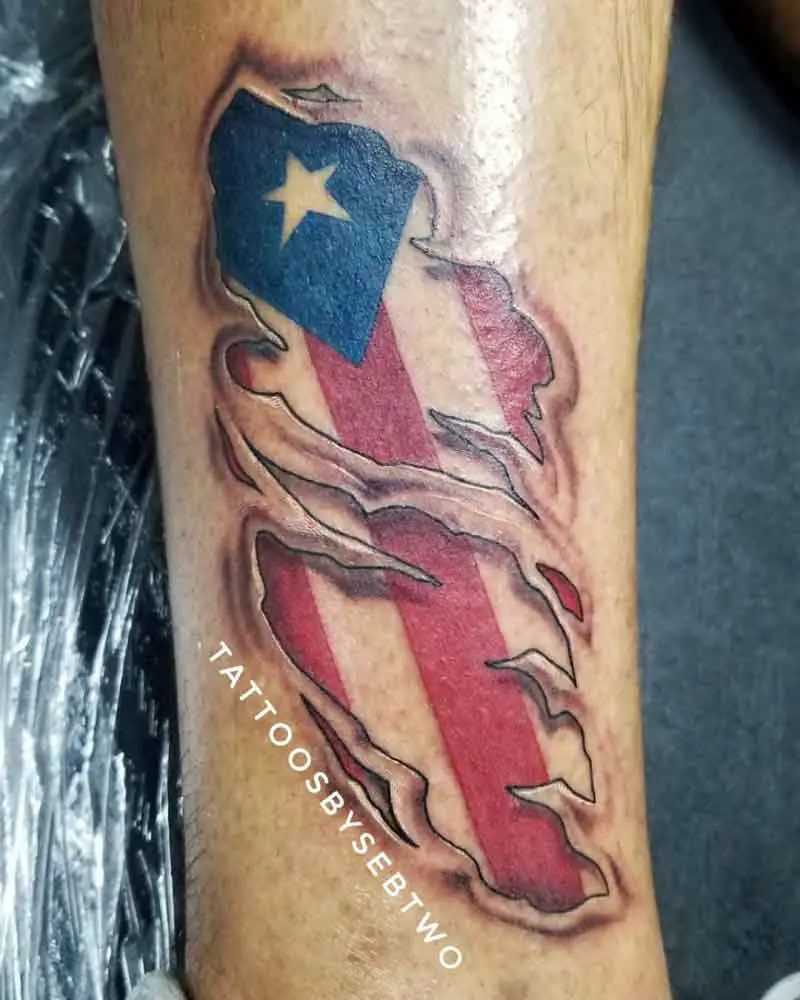 Puerto Rican Flag Tattoo 2