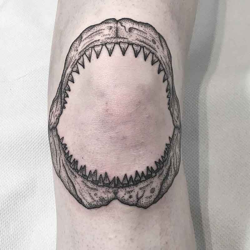 Shark Jaw Knee Tattoo 1