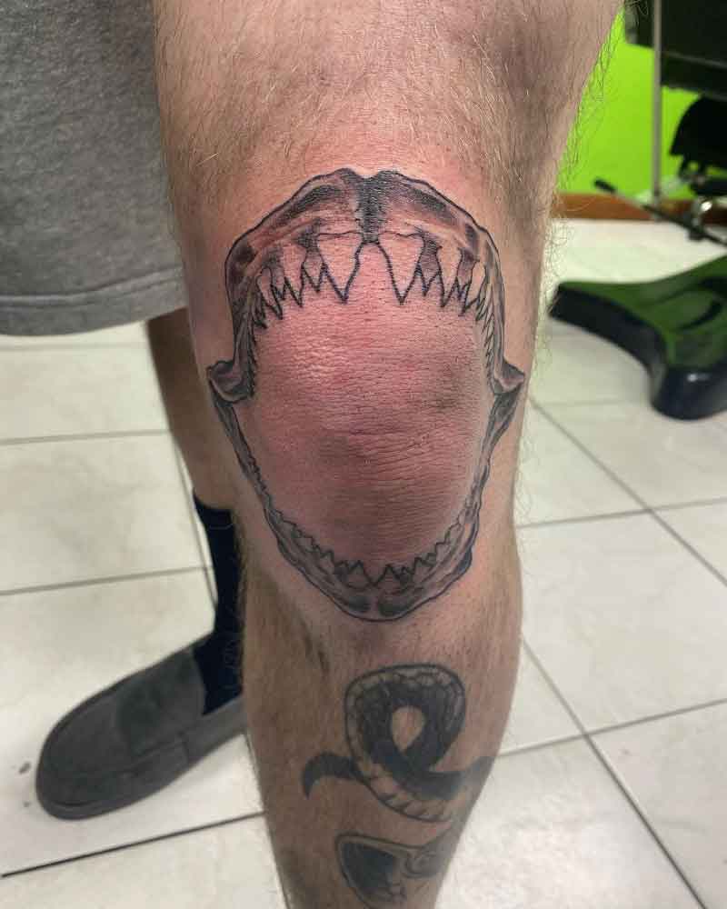 Shark Jaw Knee Tattoo 2