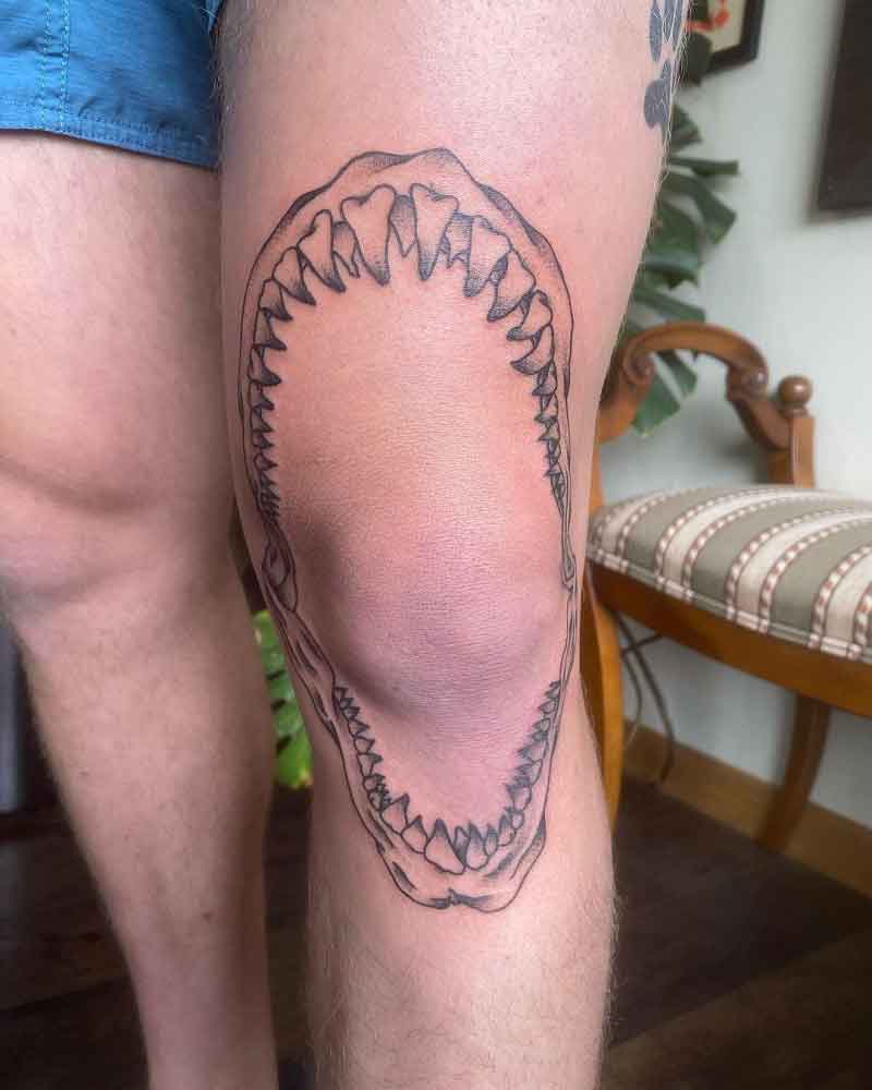 Shark Jaw Knee Tattoo 3