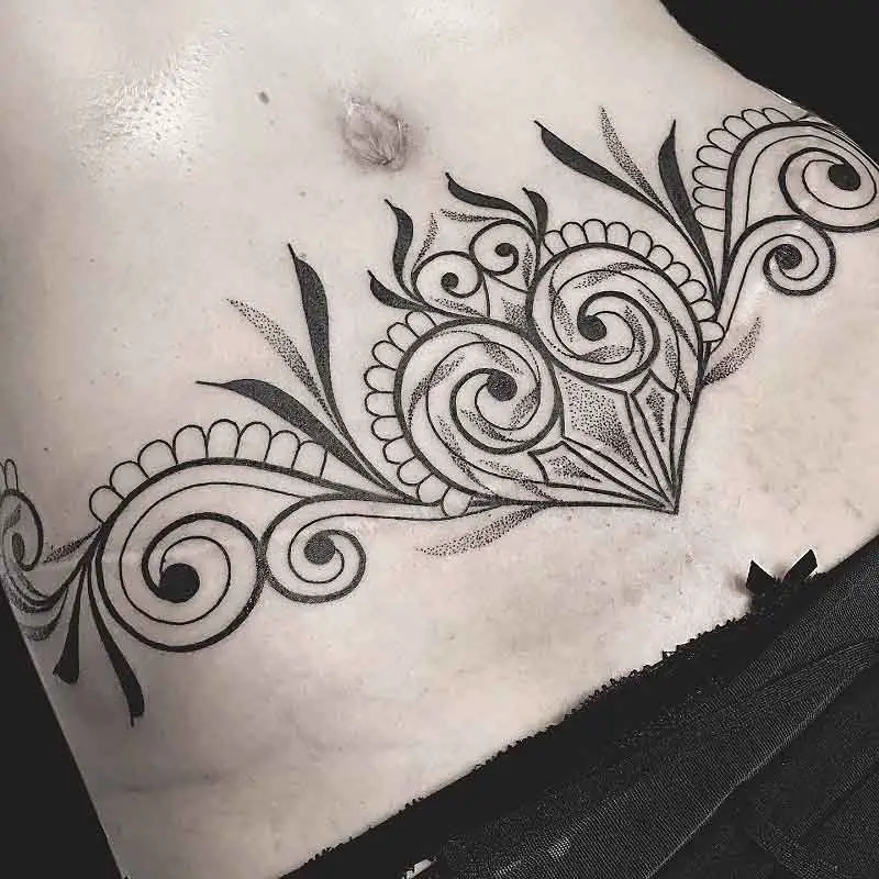 Simple Tummy Tuck Tattoo 2