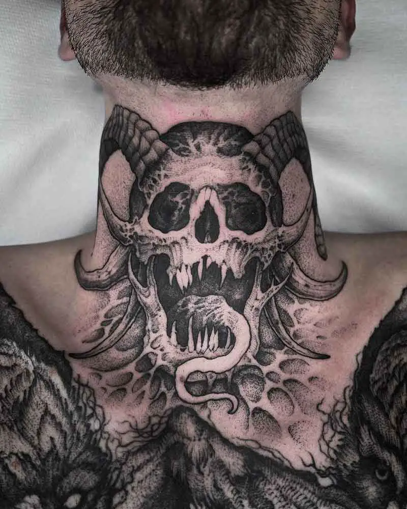 Sketch Throat Tattoo Designs 1