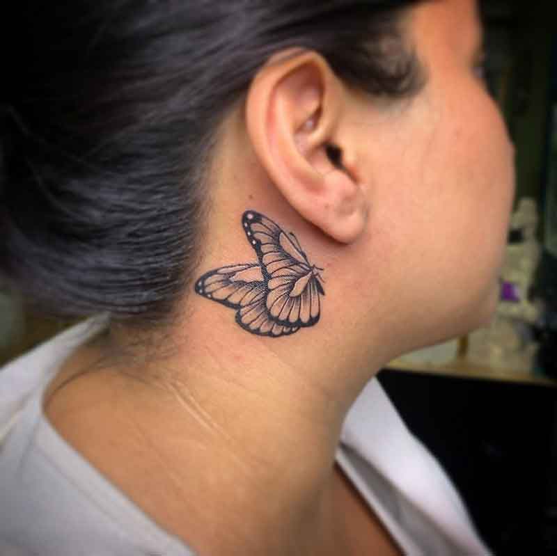 Small Butterfly Neck Tattoos 1