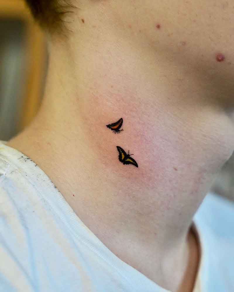 Small Butterfly Neck Tattoos 2