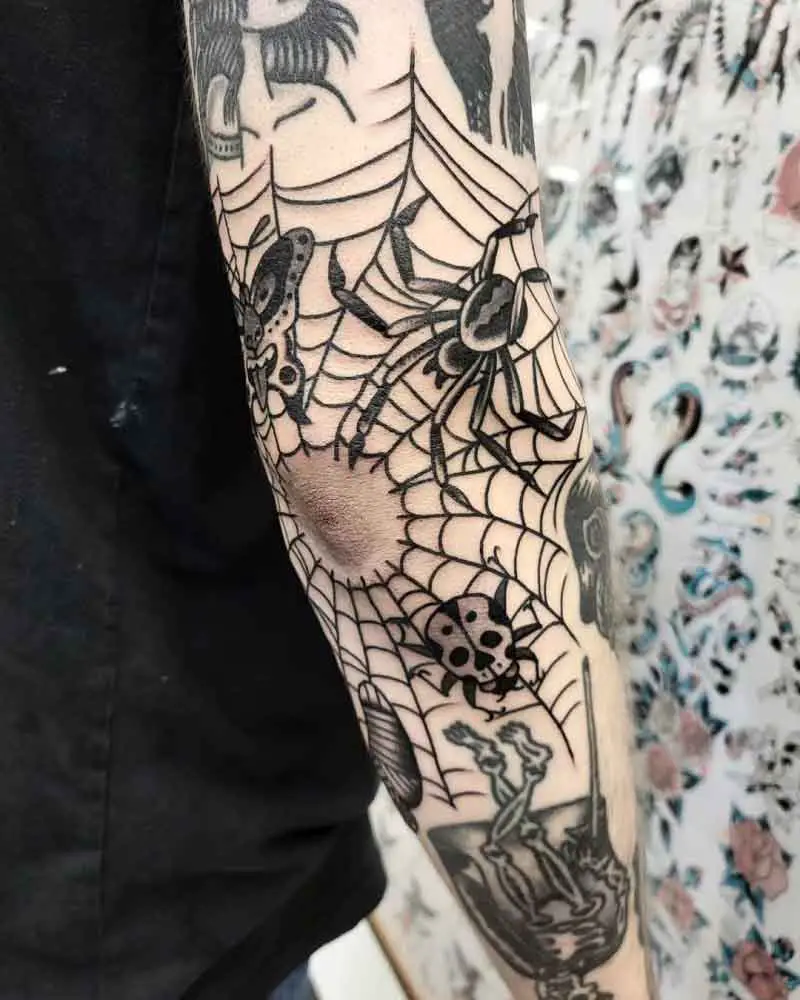 Spiderweb Elbow Tattoo 2